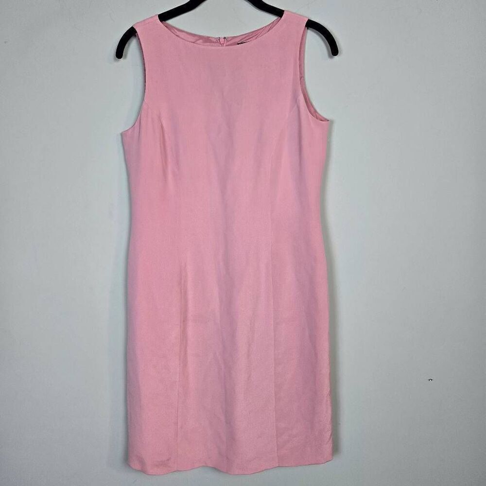 VTG Style & Co Womens 100% Silk Knee Length Dress Sz 4P Pink Party Business 90s